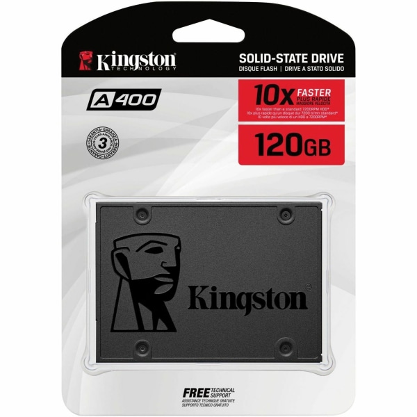 Kingston A400 120 GB Solid State Drive - 2.5"" Internal - SATA (SATA/600) - Desktop PC, Notebook Device Supported - 500 MB/s Maximum Read Transfer Rate -  SA400S37/120G
