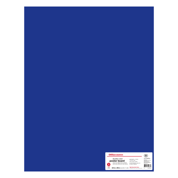 Office Depot&reg; Brand Dual Color Poster Board, 22&quot; x 28&quot;, Blue &amp; Light Blue, Pack Of 3 515545