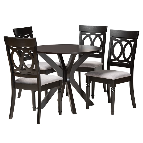 Baxton Studio Jessie Modern Fabric/Finished Wood 5-Piece Dining Set, Gray/Dark Brown -  2721-9732-10892