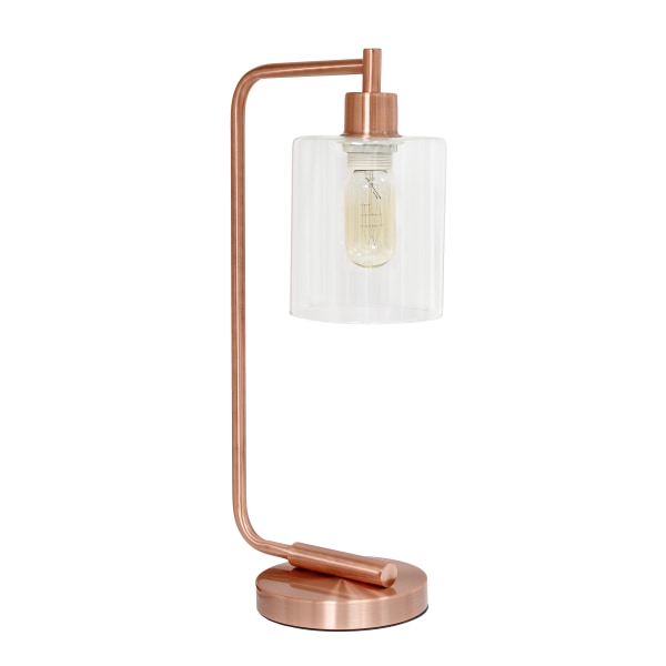 Lalia Home Modern Iron Desk Lamp, 19"h, Rose Gold/clear