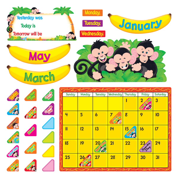 UPC 078628083408 product image for TREND Monkey Mischief® Calendar Bulletin Board Set, 17 1/2
