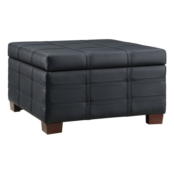 Office Star Detour Strap Square Storage Ottoman, Black