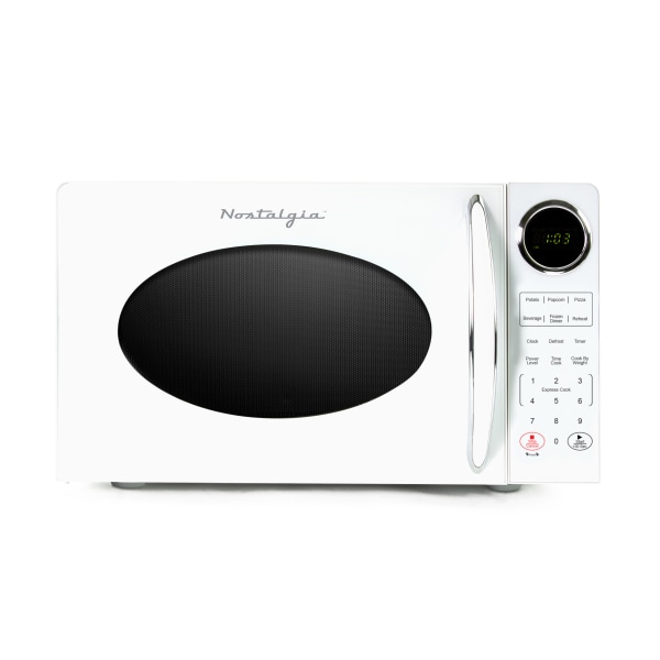 Nostalgia Retro Countertop Microwave Oven, 0.9 Cu. Ft., White