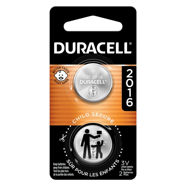 Duracell� 3-Volt Lithium 2016 Coin Batteries, Pack Of 2