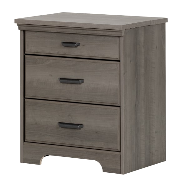 South Shore Versa Nightstand With Charging Station, 27-3/4""H x 23""W x 17-1/2""D, Gray Maple -  10556