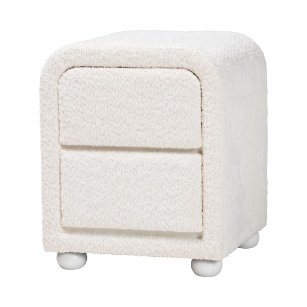 Photos - Storage Сabinet Baxton Studio Bonilla Teddy-Bear Fabric And Rubberwood 2-Drawer Nightstand, 30-1/8"H x 16-1/2"W x 16-1/2"D, White