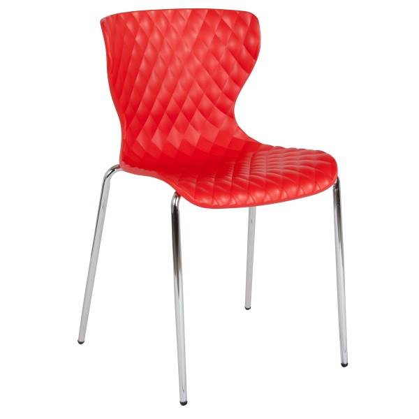 Photos - Chair Flash Furniture Lowell Contemporary Design Plastic Stack , Red 