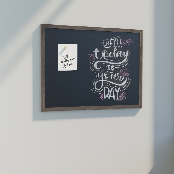 U Brands Magnetic Chalkboard, 24 X 18, Brown Rustic MDF Decor Frame