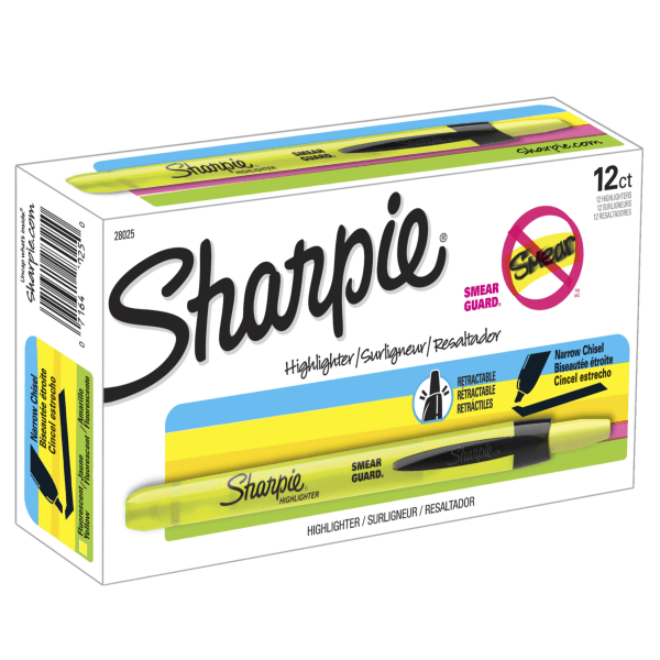 UPC 071641280250 product image for Sharpie® Retractable Highlighters, Fluorescent Yellow, Pack Of 12 | upcitemdb.com