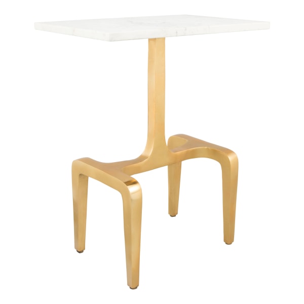Photos - Coffee Table ZUO Modern Clement Aluminum Rectangle End Table, 23"H x 18"W x 12"D, White/Gold 101512 
