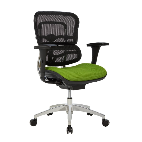 WorkPro® 12000 Series Ergonomic Mesh/Premium Fabric Mid-Back Chair, Black/Lime, BIFMA Compliant -  V-12000-AS90809