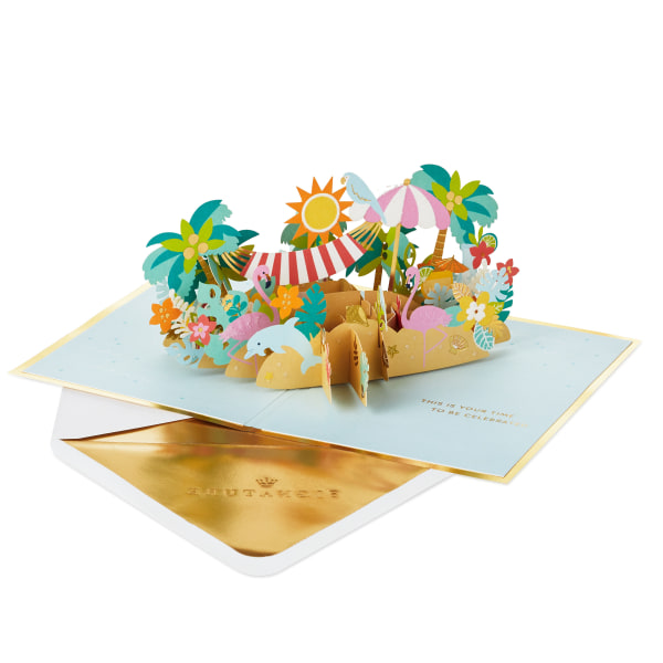 Hallmark Paper Wonder Card, 7-1/4" x 5", Your Time To Celebrate Tropical Beach