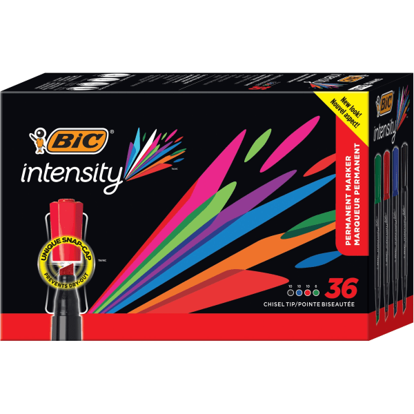 UPC 070330364349 product image for BIC Intensity Permanent Marker - Chisel Marker Point Style - Assorted - 36 Pack | upcitemdb.com