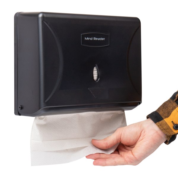 Mind Reader Multi-Fold Mounted Paper Towel Dispenser, 8"H x 10-1/4"W x 3-3/4"D, Black