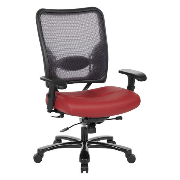 Office Star 75 Series Big & Tall Ergonomic Double AirGrid Back And Custom Fabric Seat Chair, Red