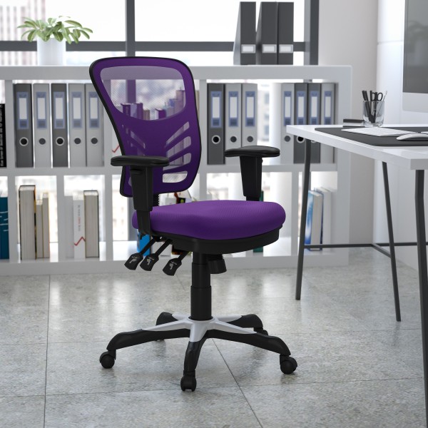 Flash Furniture Ergonomic Mesh Mid-Back Swivel Task Chair, Purple/Black -  HL-0001-PUR-GG