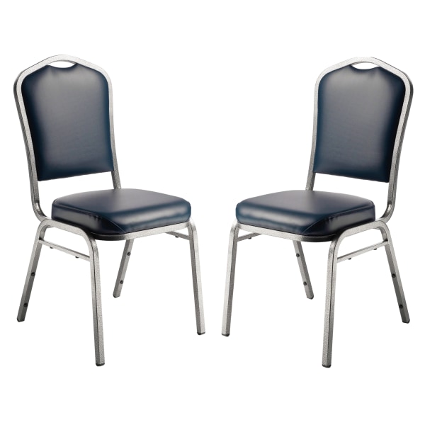 National Public Seating 9300 Series Deluxe Upholstered Banquet Chairs, Midnight Blue/Silvervein, Pack Of 2 Chairs -  9304-SV/2