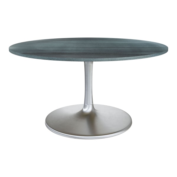Zuo Modern Metropolis Marble And Iron Round Dining Table, 30-3/4""H x 59-1/8""W x 59-1/8""D, Gray/Silver -  109451