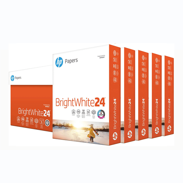 HP Bright White Inkjet Paper, Letter Size (8 1/2 x 11), 24 Lb, Ream Of 500 Sheets
