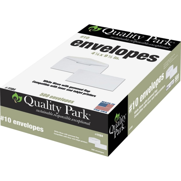 UPC 085227111845 product image for Quality Park® #10 Laser/Inkjet Envelopes, Gummed Seal, White, Box Of 500 | upcitemdb.com