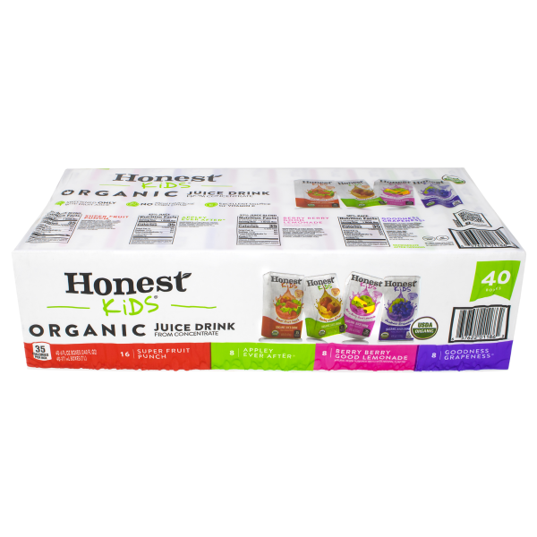 HONEST KIDS Organic Fruit Juice Drink Boxes Variety Pack, 6 oz, 40 Count