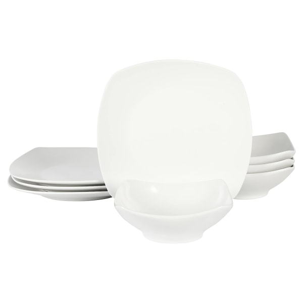 gibson home zen buffet matte porcelain 8 piece dinnerware set - white