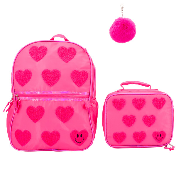 Accessory Innovations Pink Hearts Club 3-Piece Backpack Set, Pink