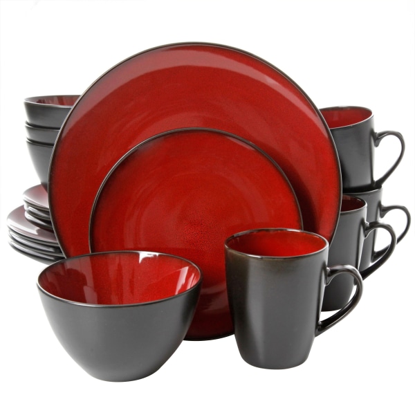 Gibson USA Soho Lounge Square 16 Pc. Dinnerware Set  Red