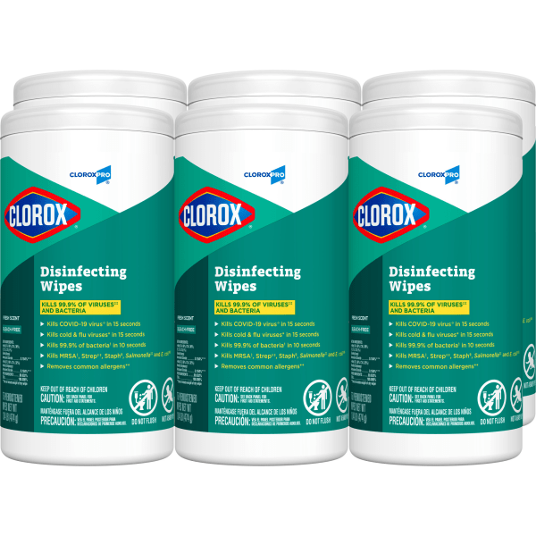 CloroxPro Clorox Disinfecting Wipes Fresh Scent 75 Wipes Per Canister Box Of 6 Canisters