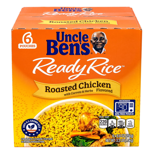 Uncle Bens Ready Rice, Roasted Chicken, Case Of 6 Bags