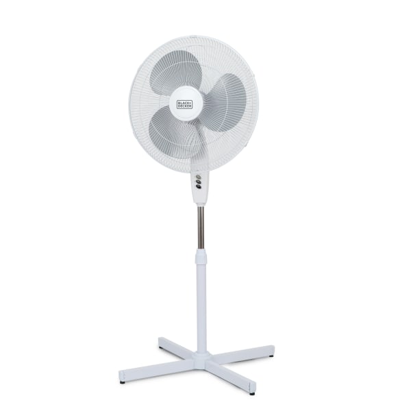 Black+Decker Pedestal Fan, 52"H x 27-5/8"W x 27-5/8"D, White