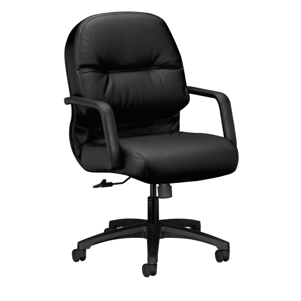 HON® Pillow-Soft® Bonded Leather Mid-Back Chair, Black -  2092SR11T