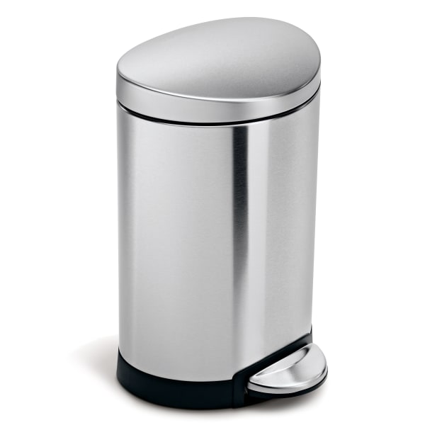 simplehuman 6 Liter / 1.6 Gallon Semi-Round Step Can  Brushed Stainless Steel