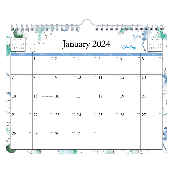 2024 Monthly Wall Calendar 11x8.75 by Blue Sky Lindley