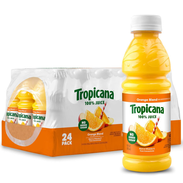 Tropicana Fruit Juice, Orange Fluorescent, 10 Oz, Pack Of 24 Bottles