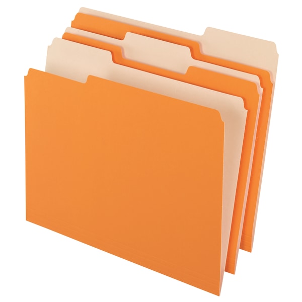 Office Depot Two-Tone Color File Folders  1/3 Tab Cut  Letter Size  Orange  Box Of 100  OD152 1/3 ORA