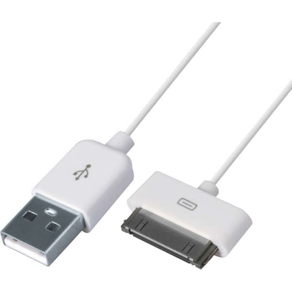 4XEM 10FT 30-Pin Dock Connector To USB Cable For iPhone/iPod/iPad (White) - USB/Proprietary for iPhone, iPod, iPad - 10 ft - 1 x Male Proprietary Conn