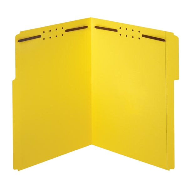 Office Depot� Brand Color Fastener File Folders, 8 1/2" x 11", Letter, Yellow, Box of 50