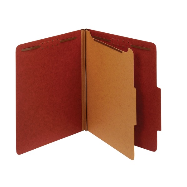 Office Depot� Brand Pressboard Classification Folders With Fasteners, 1 Divider, Letter Size (8-1/2" x 11"), 2" Expansion, Red, Box Of 10