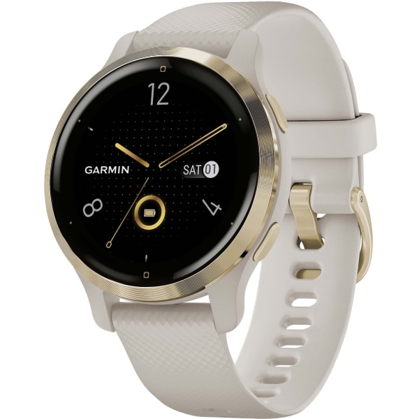 Garmin Venu 2S Smart Watch - 1.1" - AMOLED - Touchscreen - Bluetooth - GPS - 240 Hour - 1.59" - 1.59" - Light Gold - Light Sand Case - Stainless St