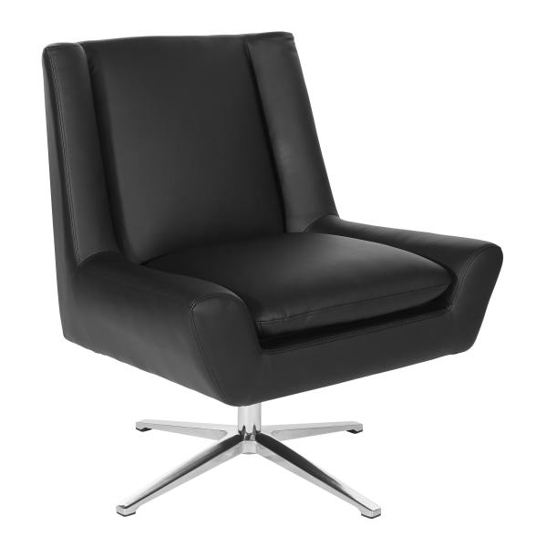 Office Star Faux Leather Guest Chair, Black - FLH5969AL-U6 - Furniture Create a welcoming space for meetings and more wit sku FLH5969AL-U6