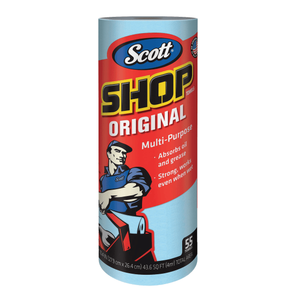 Scott Shop Towels  Standard Roll (75147)  10.4 x 11  Blue  55/Roll  12 Rolls/Carton