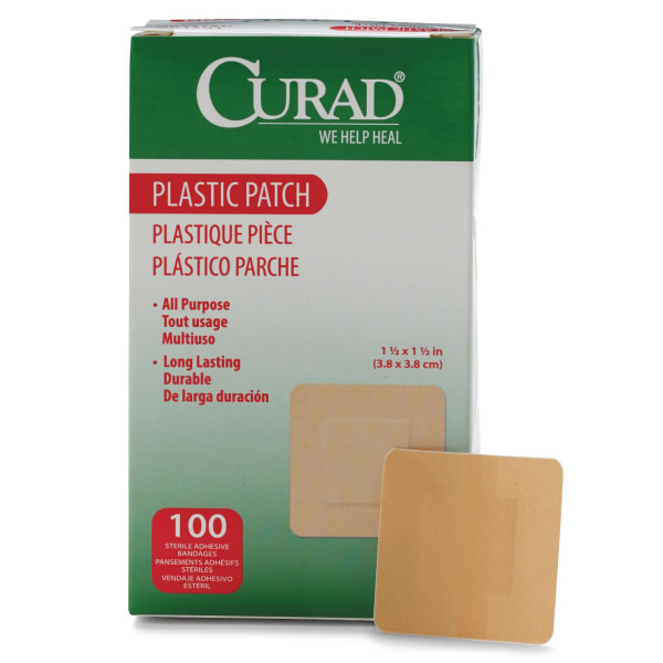 CURAD® Plastic Adhesive Bandages, 1 1/2"" x 1 1/2"", Tan, Case Of 12 -  NON25515