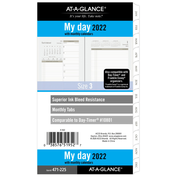 AT-A-GLANCE&reg; Daily/Monthly Planner Calendar Refill 5476923
