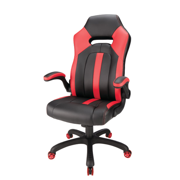 Realspace® Bonded Leather HighBack Gaming Chair, Red