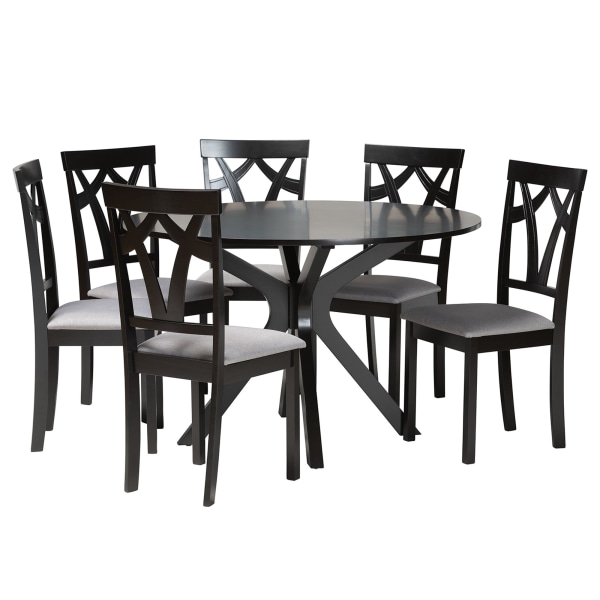UPC 193271305636 product image for Baxton Studio Luise Fabric And Finished Wood 7-Piece Dining Set, 30