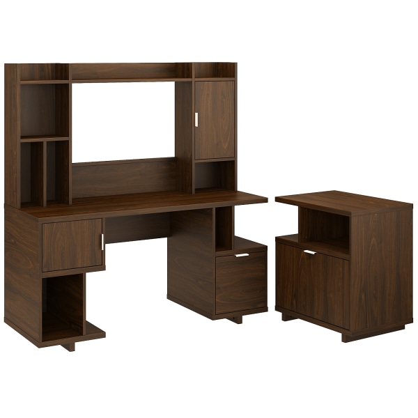 kathy ireland&reg; Home by Bush Furniture Madison Avenue 60&quot;W Computer Desk With Hutch And Lateral File Cabinet 5486901