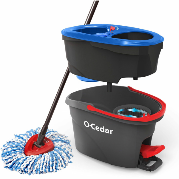 EasyWring RinseClean Spin Mop - MicroFiber Head - Washable, Reusable, Machine Washable, Refillable, Telescopic Handle - 1 Each - Multi