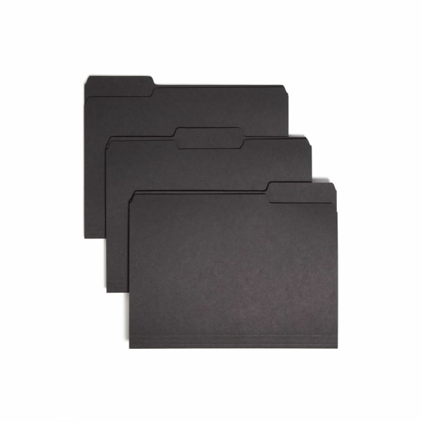 Smead® 1/3-Cut Interior Folders, Letter Size, Black, Box Of 100