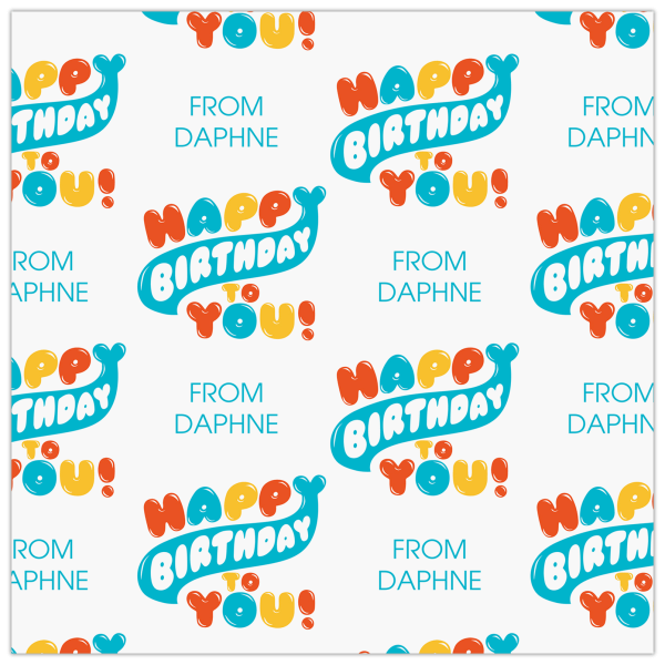 Custom Full-Color Gloss Finish Wrapping Paper, Standard Roll, 7' x 29-1/4", Fun Birthday Bubble Letters